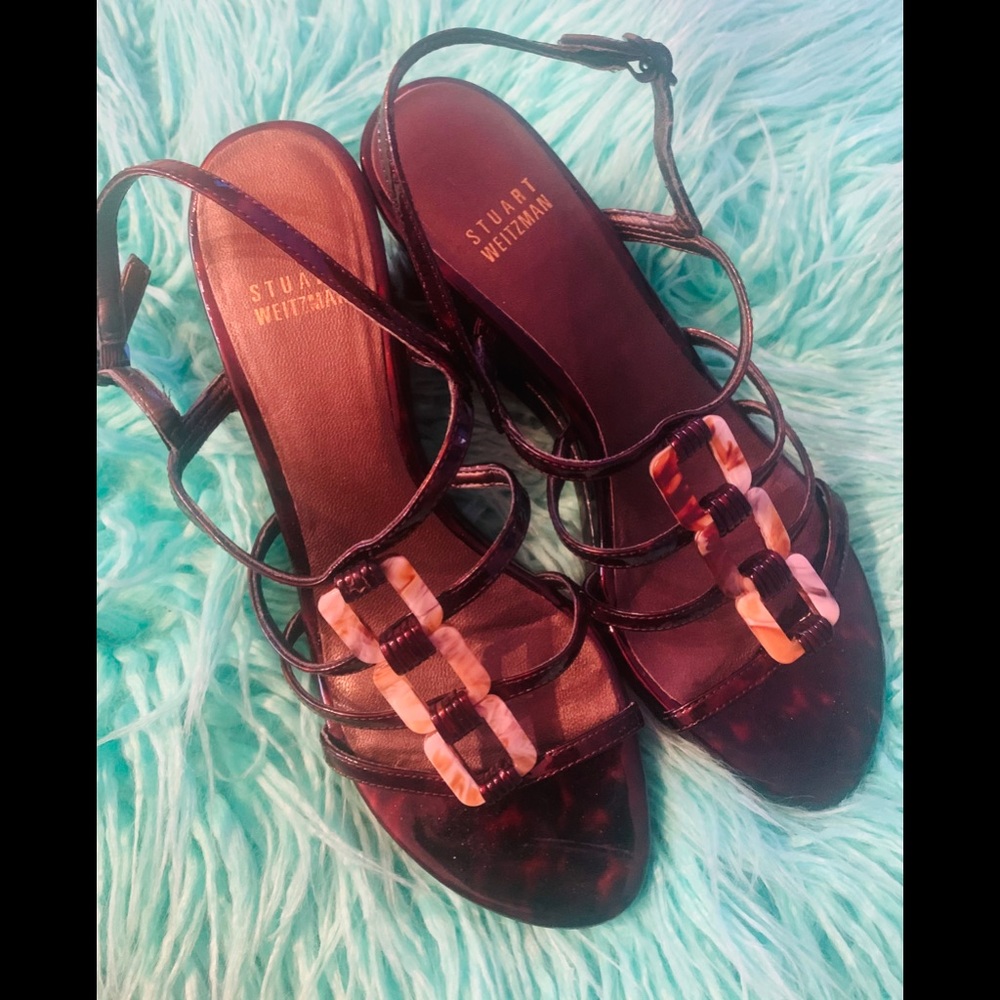 Stuart Weitzman Tortoise Shell Sandals Size 7 1/2 - image 1